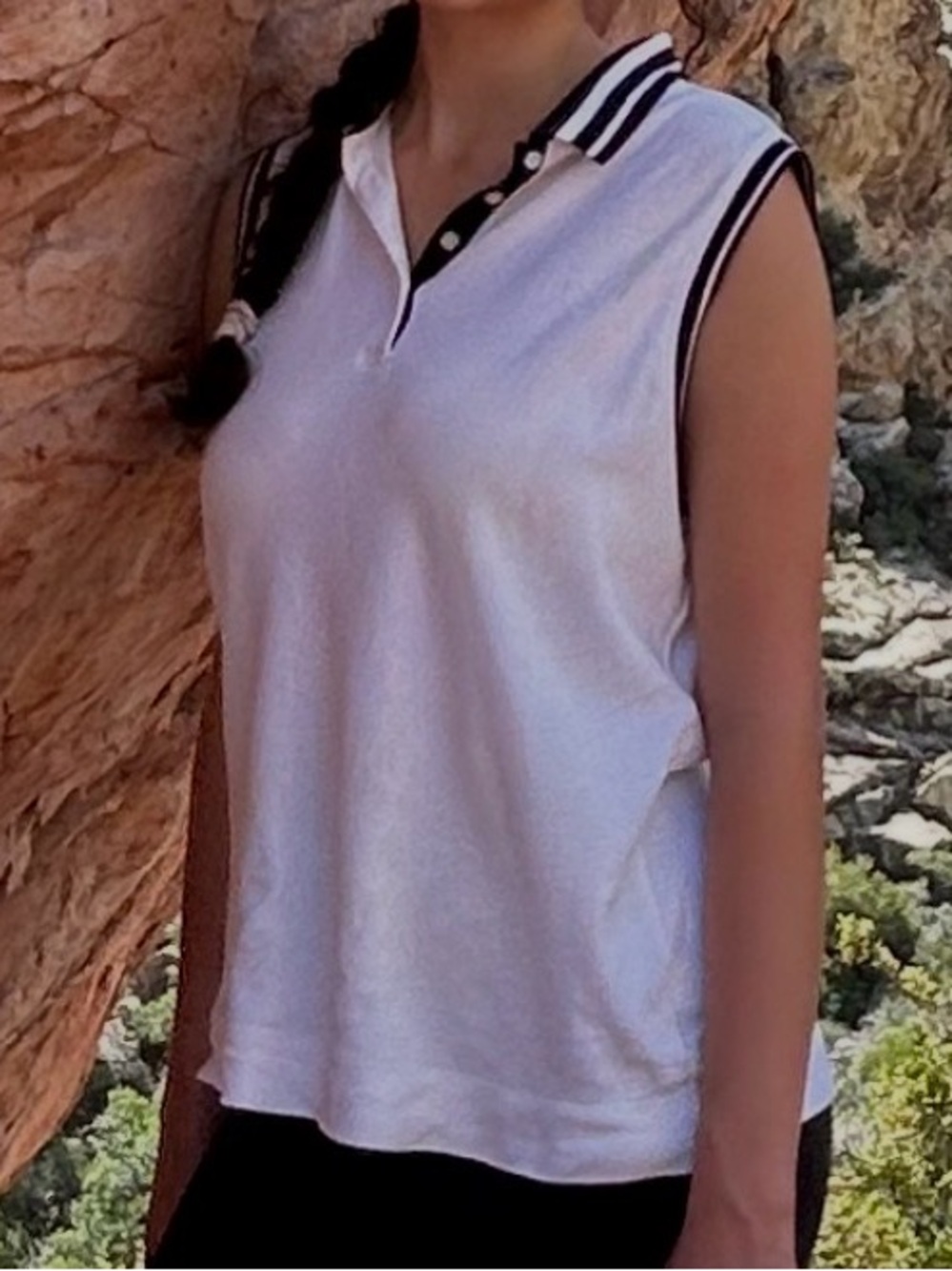 Izod White Sleeveless Polo Top
